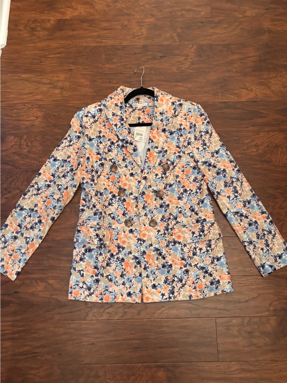 Floral Print Blazer Jacket – Blue, Coral & Cream – Size M – NWT
